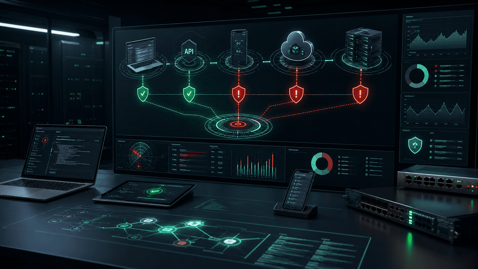 Controlled vulnerability assessment and penetration testing environment showing attack paths and remediation priorities